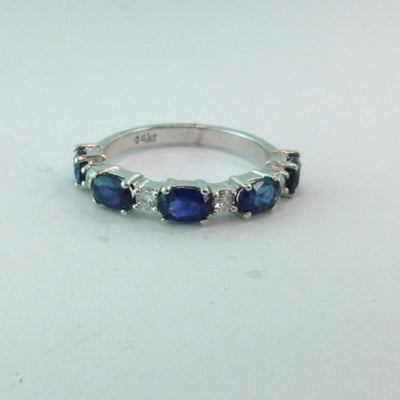 14K White Gold Diamond and Sapphire  Band - Tapper's Jewelry 