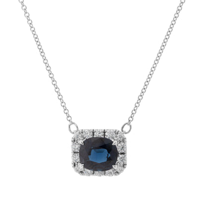 14K White Gold Diamond and Sapphire  Necklace - Tapper's Jewelry 