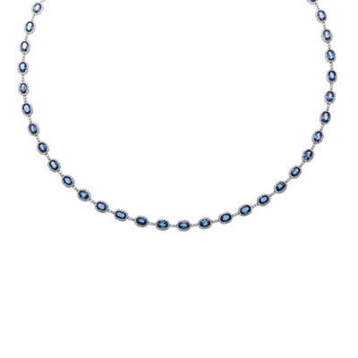 14K White Gold Diamond and Sapphire  Necklace - Tapper's Jewelry 