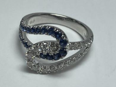 14K White Gold Diamond and Sapphire  Ring - Tapper's Jewelry 