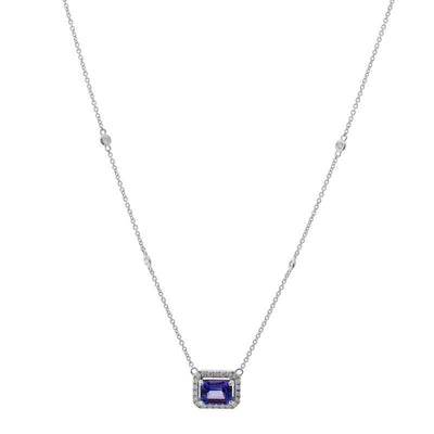 14K WHITE GOLD DIAMOND AND TANZANITE NECKLACE - Tapper's Jewelry 