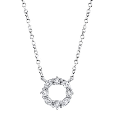 14K WHITE GOLD DIAMOND CIRCLE NECKLACE - Tapper's Jewelry 