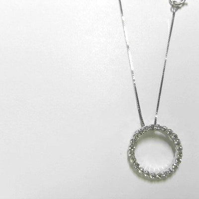 14K WHITE GOLD DIAMOND CIRCLE PENDANT NECKLACE - Tapper's Jewelry 