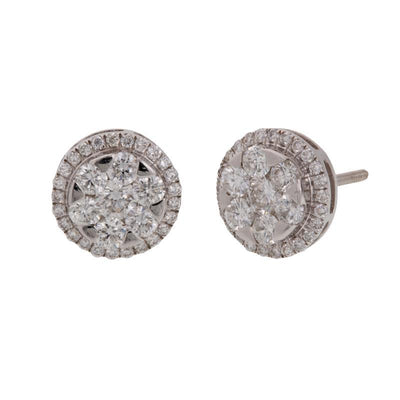 14K WHITE GOLD DIAMOND CLUSTER EARRINGS - Tapper's Jewelry 