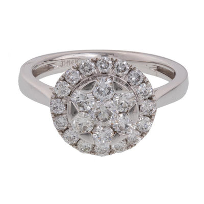 14K WHITE GOLD DIAMOND CLUSTER RING