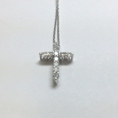 14K WHITE GOLD DIAMOND CROSS PENDANT NECKLACE - Tapper's Jewelry 