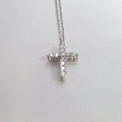 14K WHITE GOLD DIAMOND CROSS PENDANT NECKLACE - Tapper's Jewelry 