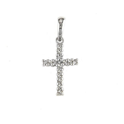 14K WHITE GOLD DIAMOND CROSS PENDANT - Tapper's Jewelry 