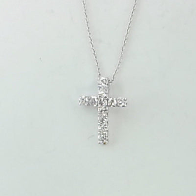 14K WHITE GOLD DIAMOND CROSS PENDANT WITH CHAIN - Tapper's Jewelry 
