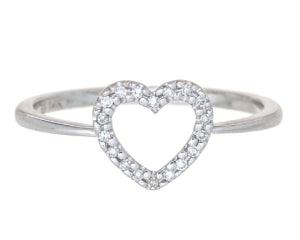14K White Gold Diamond Heart Ring - Tapper's Jewelry 