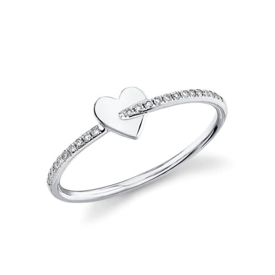 14K WHITE GOLD DIAMOND HEART RING - Tapper's Jewelry 
