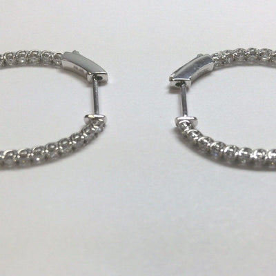 14K WHITE GOLD DIAMOND HOOP EARRINGS - Tapper's Jewelry 