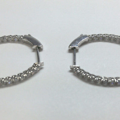 14K WHITE GOLD DIAMOND HOOP EARRINGS - Tapper's Jewelry 