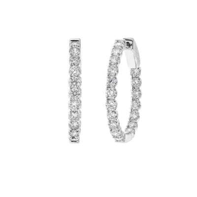 14K WHITE GOLD DIAMOND HOOP EARRINGS - Tapper's Jewelry 