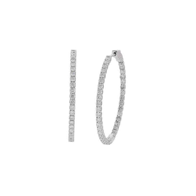 14K WHITE GOLD DIAMOND HOOP EARRINGS - Tapper's Jewelry 
