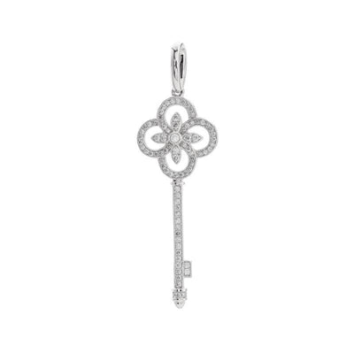 14K WHITE GOLD DIAMOND KEY PENDANT - Tapper's Jewelry 