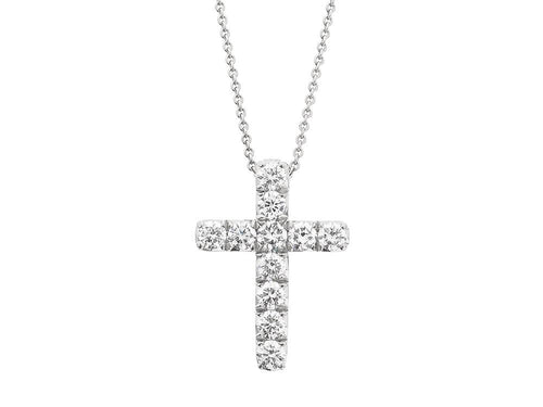 14K White Gold Diamond Cross Pendant