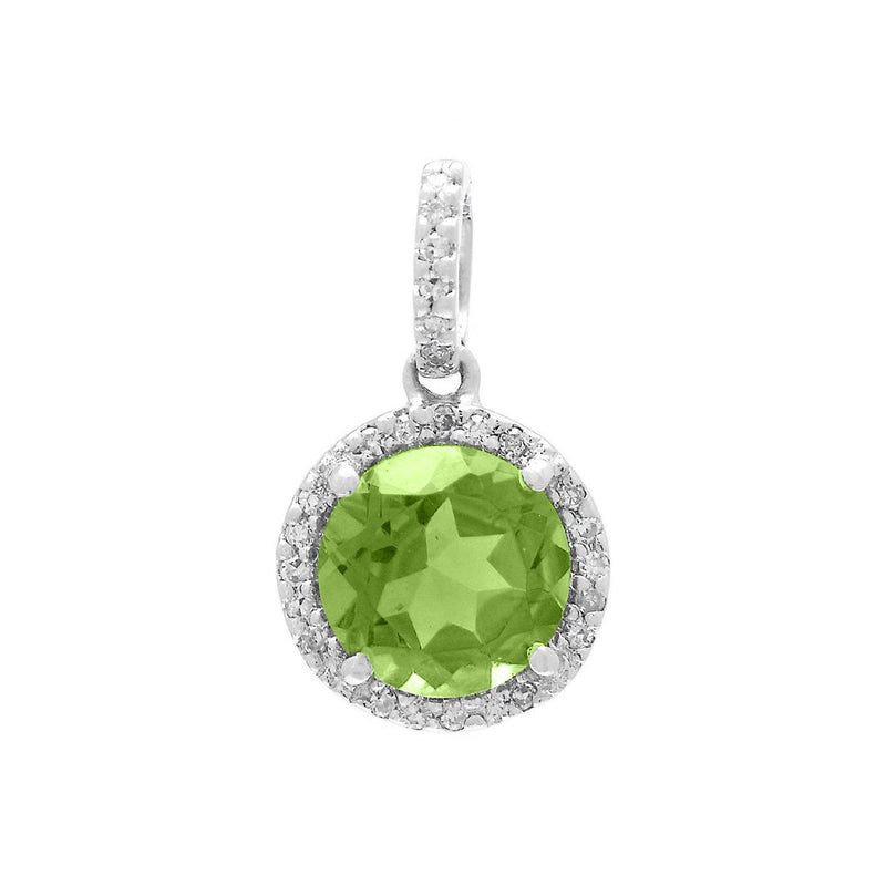 14K White Gold Peridot and Diamond Pendant1