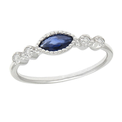Sapphire and Diamond Ring in 14K White Gold