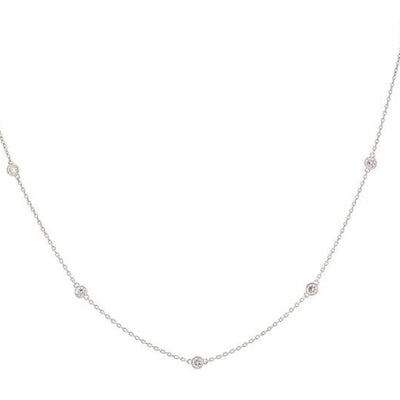 14K WHITE GOLD DIAMOND STATION NECKLACE