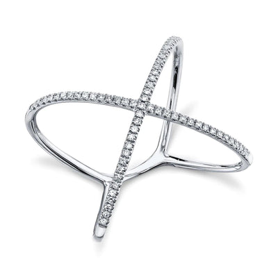 14K WHITE GOLD DIAMOND X RING - Tapper's Jewelry 
