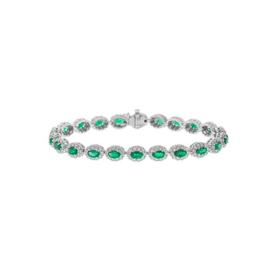 14K WHITE GOLD EMERALD AND DIAMOND ETERNITY BRACELET - Tapper's Jewelry 