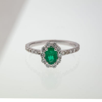 14K White Gold Emerald and Diamond  Ring - Tapper's Jewelry 