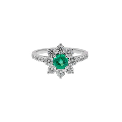 14K White Gold Emerald and Diamond  Ring - Tapper's Jewelry 