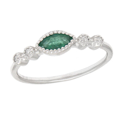 14K WHITE GOLD EMERALD AND DIAMOND RING - Tapper's Jewelry 