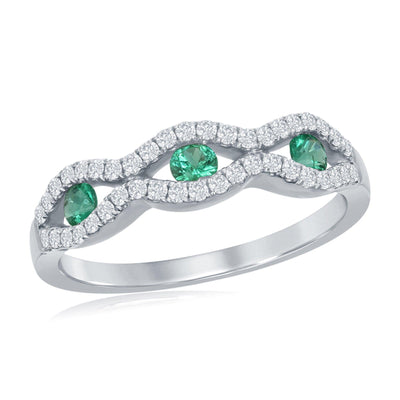 14K White Gold Emerald and Diamond  Ring - Tapper's Jewelry 
