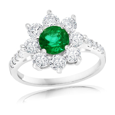 14K White Gold Emerald and Diamond  Ring - Tapper's Jewelry 