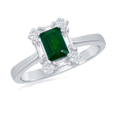 14K White Gold Emerald and Diamond  Ring - Tapper's Jewelry 
