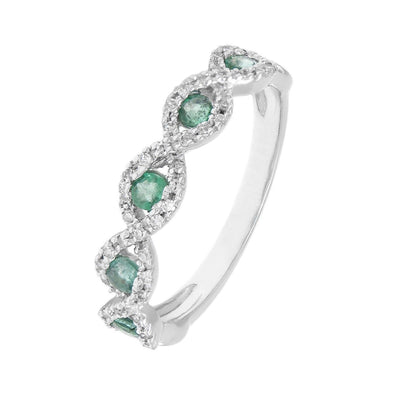 14K WHITE GOLD EMERALD DIAMOND RING - Tapper's Jewelry 