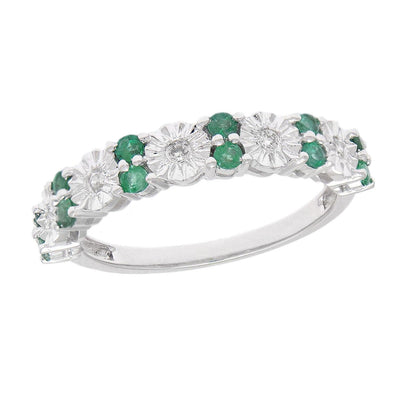 14K WHITE GOLD EMERALD DIAMOND RING - Tapper's Jewelry 