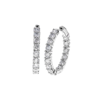 14K WHITE GOLD LAB GROWN DIAMOND HOOPS - Tapper's Jewelry 