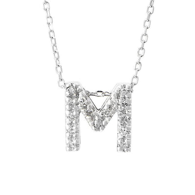 14K WHITE GOLD M INITIAL DIAMOND NECKLACE - Tapper's Jewelry 