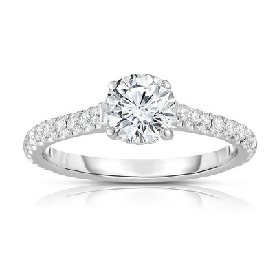 14K White Gold Pave Diamond  Engagement Ring - Tapper's Jewelry 