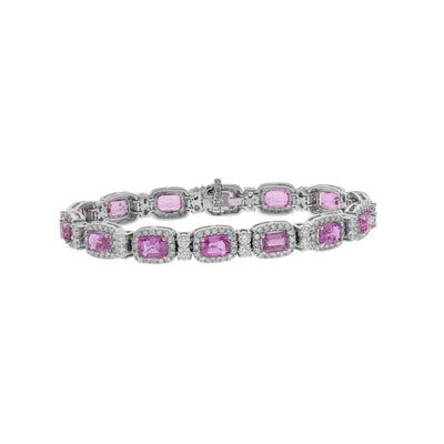 14K WHITE GOLD PINK SAPPHIRE AND DIAMOND BRACELET