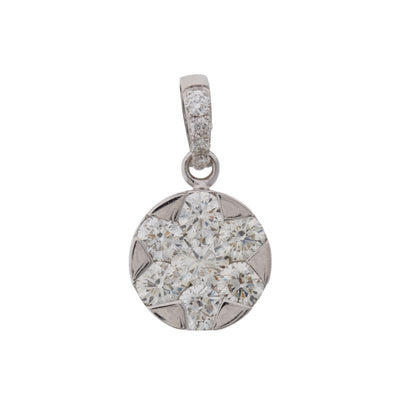 14K WHITE GOLD ROUND CLUSTER PENDANT - Tapper's Jewelry 