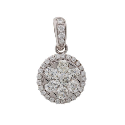 14K WHITE GOLD ROUND CLUSTER PENDANT - Tapper's Jewelry 
