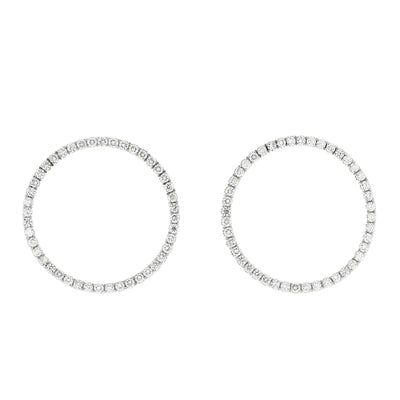 14K White Gold Round Diamond Circle Earrings - Tapper's Jewelry 