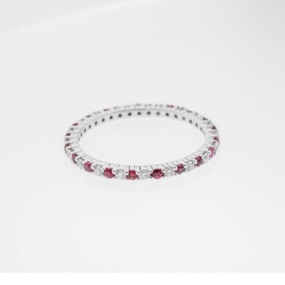 14K White Gold Ruby and Diamond  Band - Tapper's Jewelry 