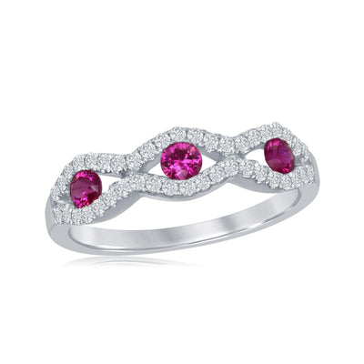 14K White Gold Ruby and Diamond  Band - Tapper's Jewelry 