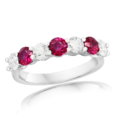 14K White Gold Ruby and Diamond  Band - Tapper's Jewelry 