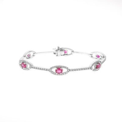 14K White Gold Ruby and Diamond  Bracelet - Tapper's Jewelry 