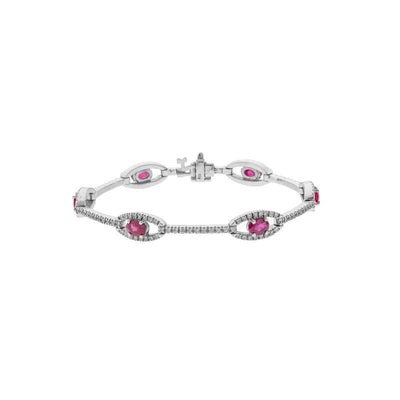 14K WHITE GOLD RUBY AND DIAMOND BRACELET - Tapper's Jewelry 