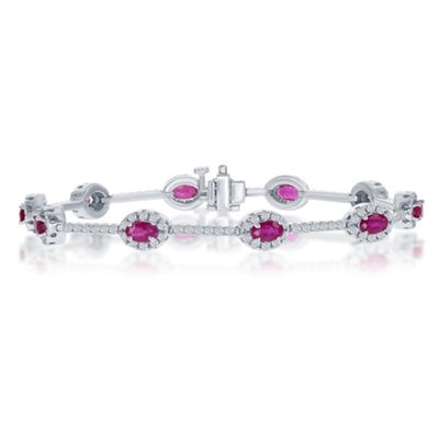 14K WHITE GOLD RUBY AND DIAMOND BRACELET - Tapper's Jewelry 