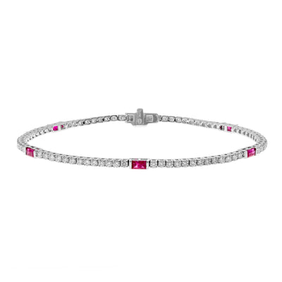 14K WHITE GOLD RUBY AND DIAMOND BRACELET - Tapper's Jewelry 