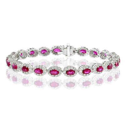 14K WHITE GOLD RUBY AND DIAMOND ETERNITY BRACELET