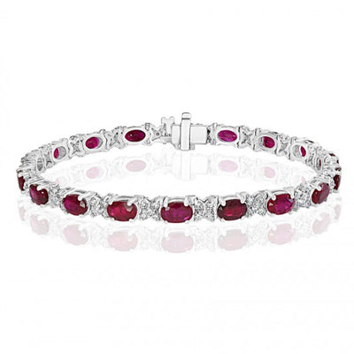 14K WHITE GOLD RUBY AND DIAMOND ETERNITY BRACELET